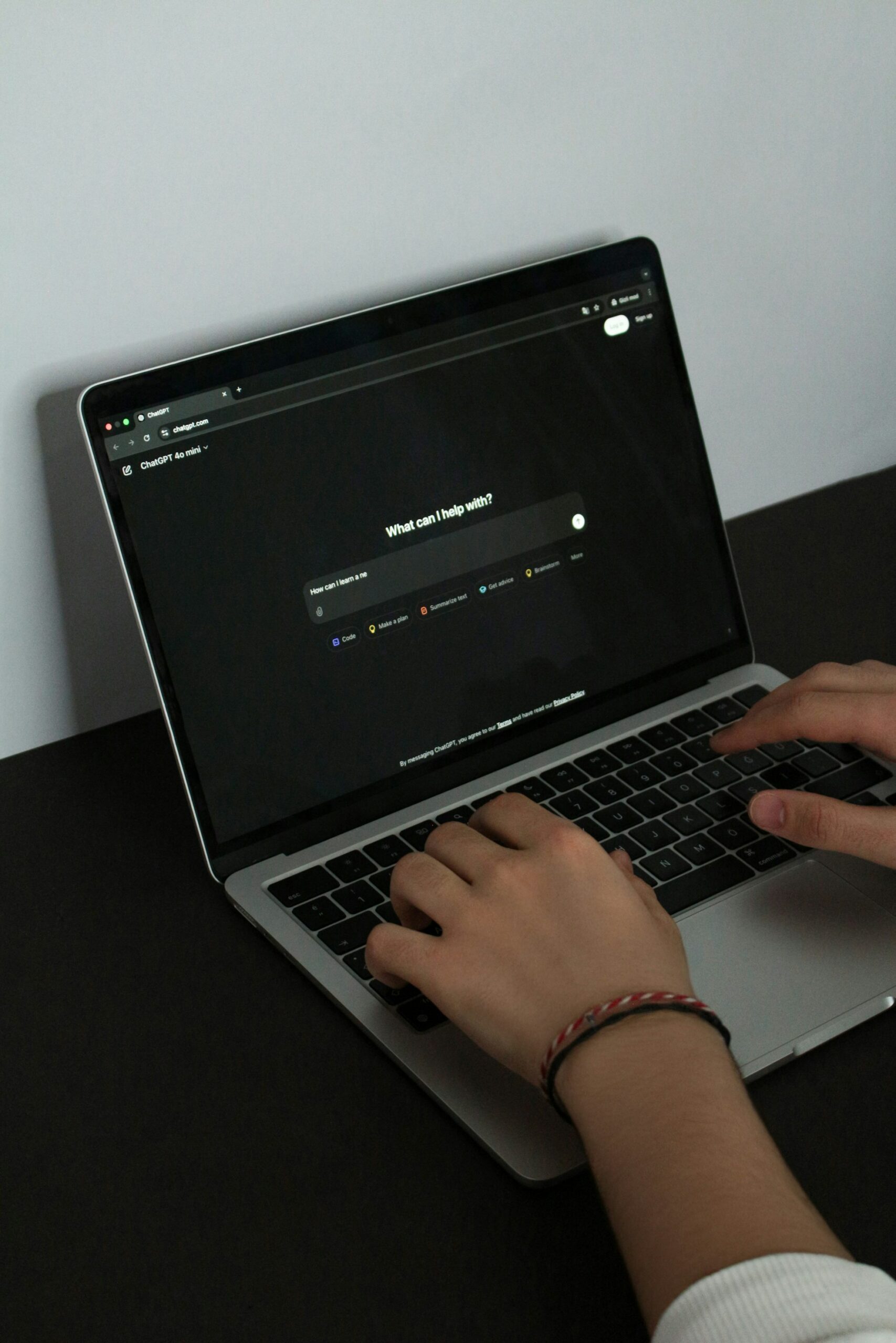 User typing product description into AI writing tool interface